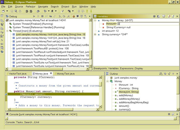 Figure 1. General view of the Eclipse Debug View user interface