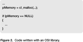 Figure 2. Code written with an OSI library